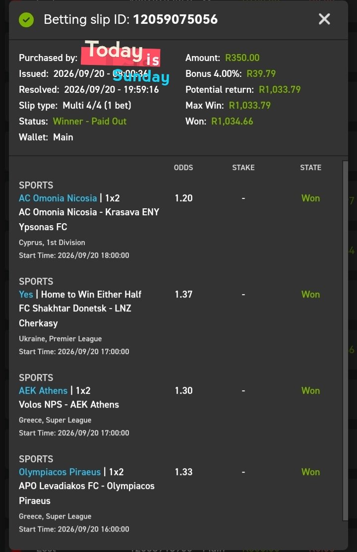 Gnbhengu's tweet photo. 💥🍏Another Boom🍏💥
Congratulations if you followed.
#Surecase #Easybet
18 + | T&Cs Apply https://t.co/1QbFKqLpa1