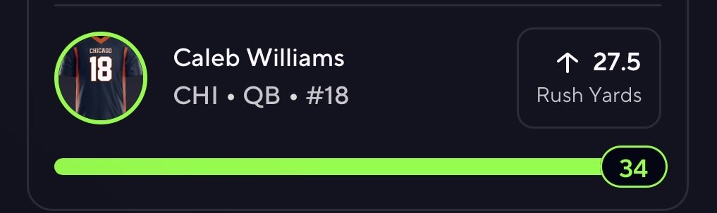 TurtleBetsDFS's tweet photo. ☢️ BANG CASH ANOTHER NUKE TO START THE 2H ☢️

Caleb Williams Over 24.5 Rushing Yards 📈

CASH THE BUMPS TOO 🚀🚀

We cashed on 10 STRAIGHT PLAYS now ‼️‼️‼️ https://t.co/ZkH0tesdup