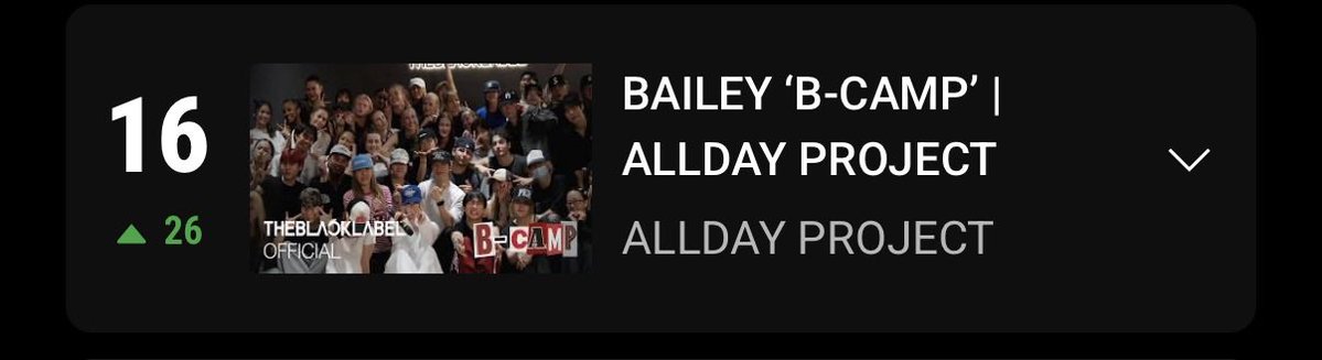 baileybased's tweet photo. BAILEY's B-CAMP video is charting #16 on Youtube Music Video Chart South Korea! 👀 https://t.co/48Gh41D4d1