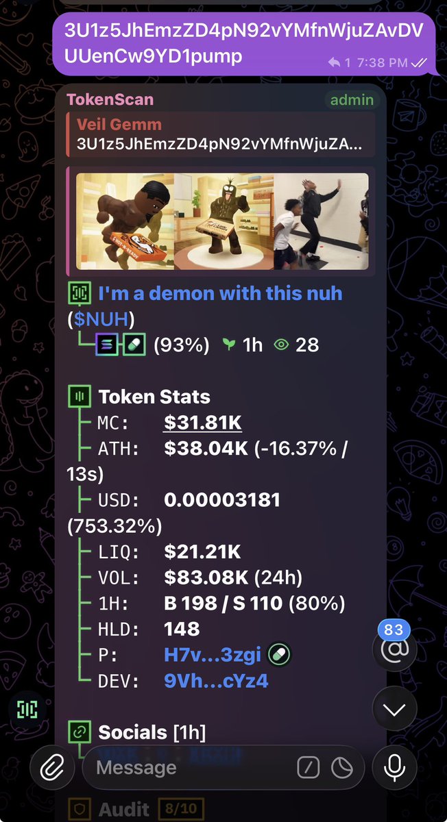 VeilGemm's tweet photo. Entry $NUH

CA> 3U1z5JhEmzZD4pN92vYMfnWjuZAvDVUUenCw9YD1pump https://t.co/yz8gAWzZeQ
