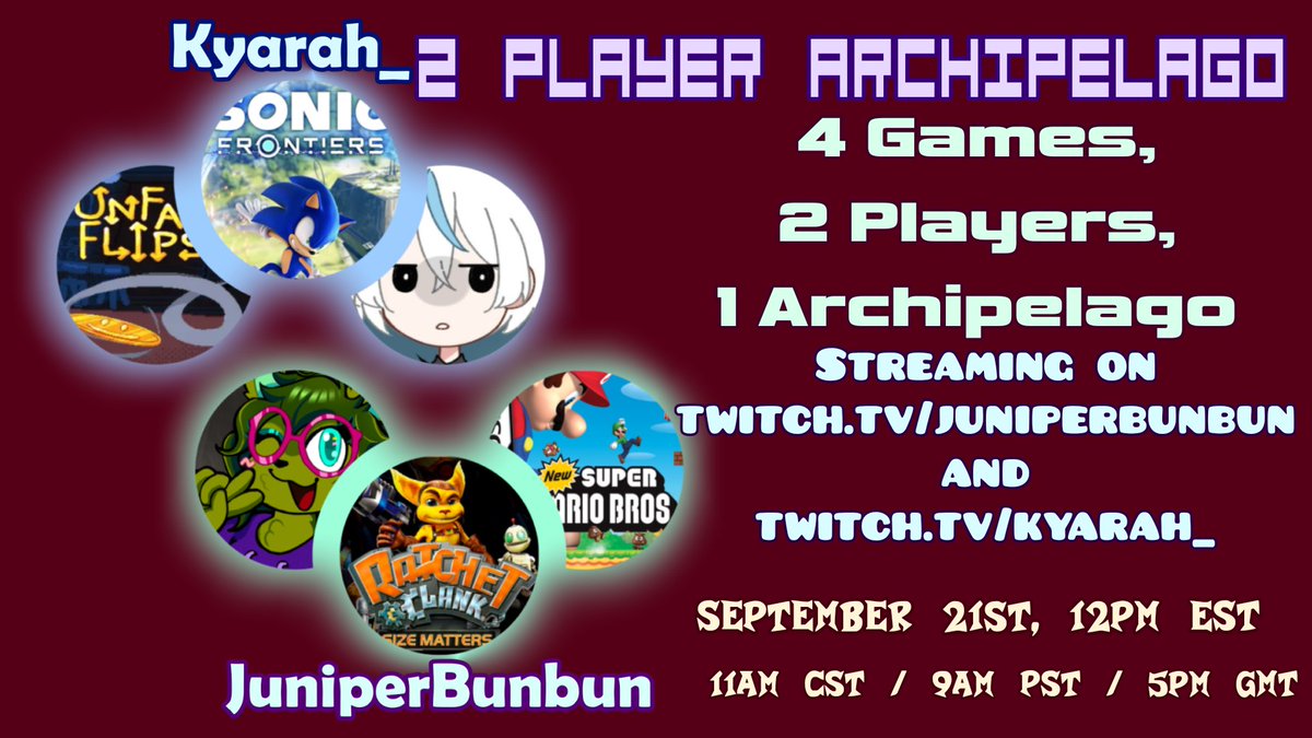 JuniperBunBun's tweet photo. Tomorrow, starting at 12pm EST, @KyarahVT and I will be running a 2 Player Archipelago! Hope to see you there! https://t.co/q8FT2Rnpuf