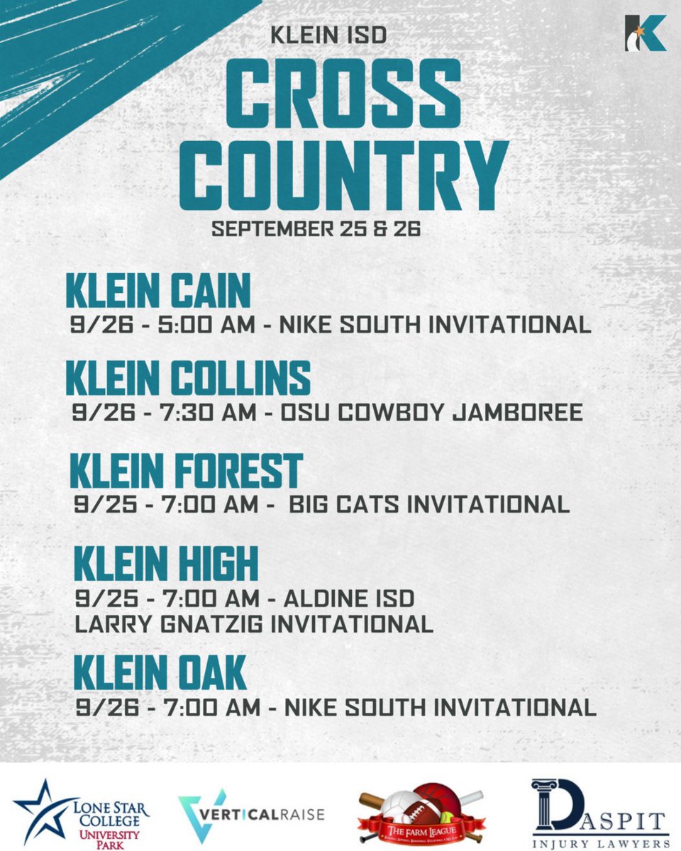 KleinISDAth's tweet photo. πββοΈ Early mornings, endless miles, and relentless dedication. Our Klein ISD Cross Country student-athletes are proving that hard work pays off. Join us in celebrating their commitment, grit, and success!
#KleinISD #KleinXC #KleinISDAthletics https://t.co/rYIOC8mXS7