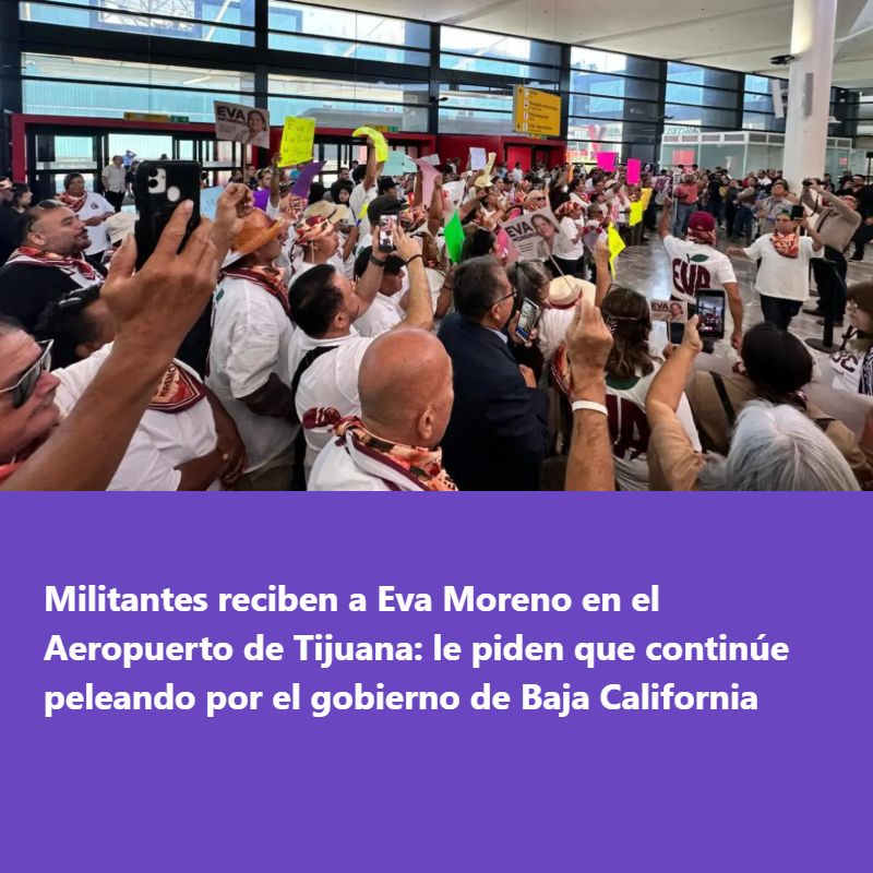ReporteBC58's tweet photo. Militantes reciben a Eva Moreno en el Aeropuerto de Tijuana: le piden que continúe peleando por el gobierno de Baja California
https://t.co/13GlcxxFP1 https://t.co/T71nBS7zEA