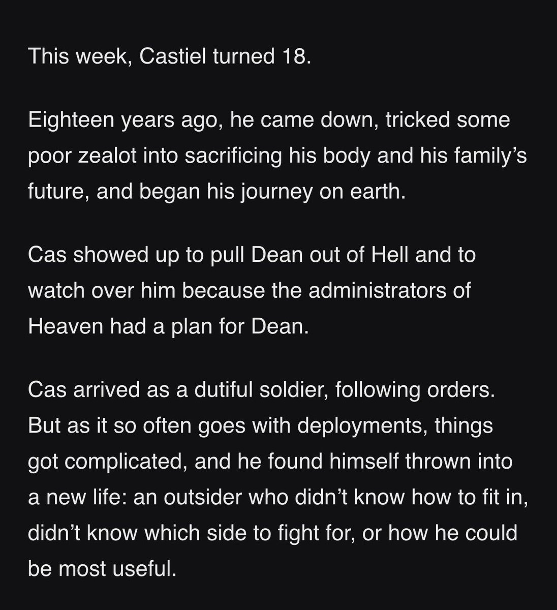 destielism's tweet photo. Misha’s message about Castiel’s birthday 🥹😭 https://t.co/DjqON1W8lY