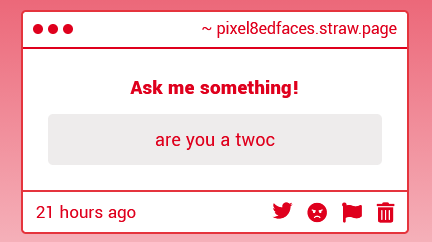 r0tting_inside's tweet photo. 1 - no tik tok is hell
2 - i would never get chasers because im an ugly moid
3 - idk what that means so idk
4 - sometimes ya https://t.co/t817PxF865