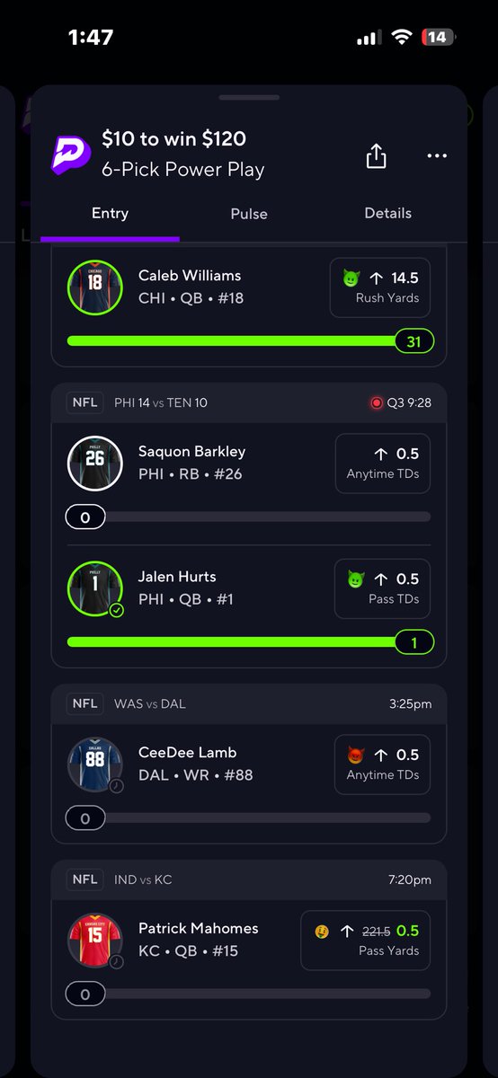 GotDamnAshton's tweet photo. So you telling me Saquan Barkley comes back in and ruin the VOID on our tickets... I already know this is chalked 🫩 https://t.co/PbzXyqHLKt