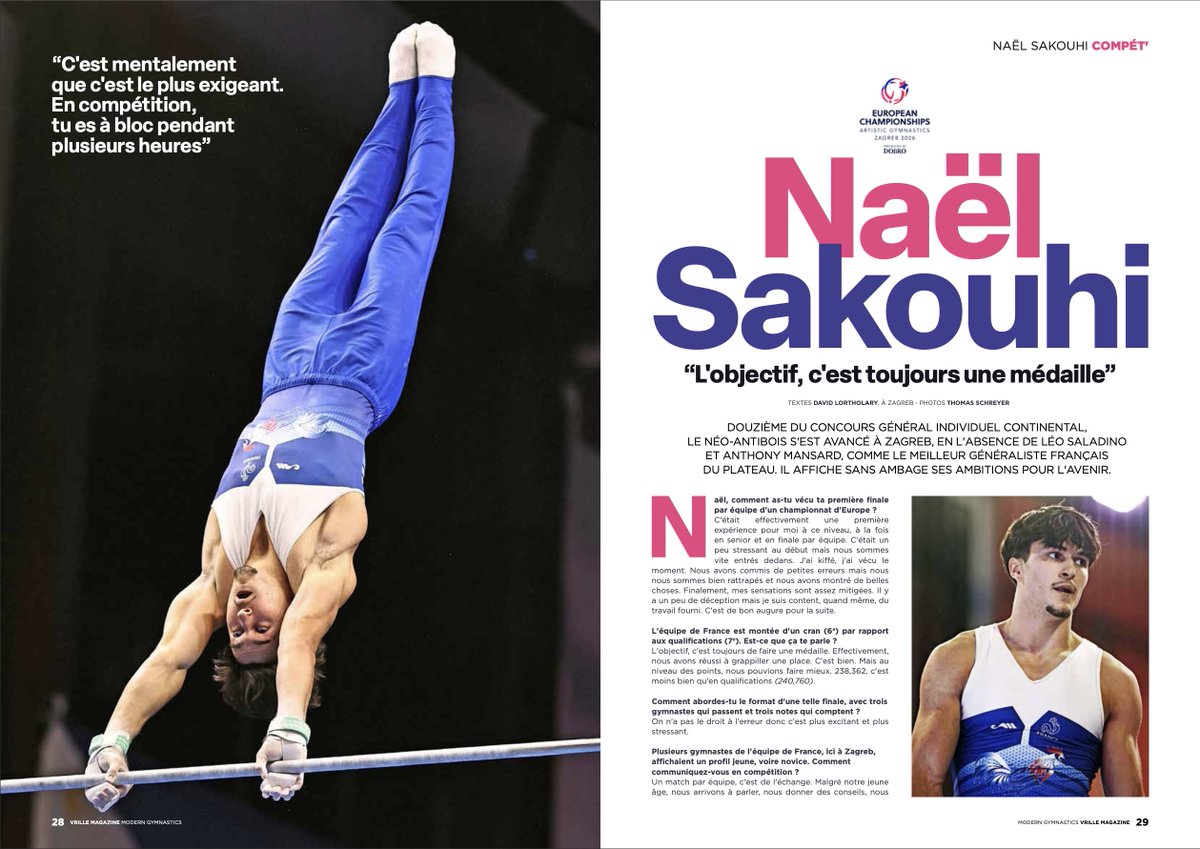 vrille_magazine's tweet photo. « Je suis un généraliste pur. Je n'ai pas de “trou” aux agrès. Pour moi, la gym, c'est ça », expose Naël #Sakouhi dans le dernier #Vrille. Pour retrouver le champion français et toutes les stars de la gym à chaque numéro, abonnez-vous vite sur https://t.co/OQRho0oHGF ! ✨ https://t.co/tYWNECgSqf