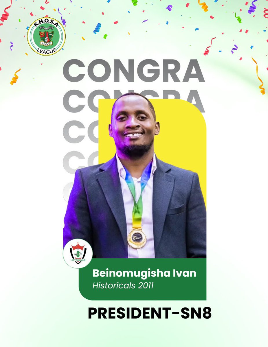 TheKhosaLeague's tweet photo. 🚨 NEW PRESIDENT ELECTED🚨
Big congratulations to @Beinomugisha_ on taking the helm as KHOSA League Season 8 President👏
Thank you for stepping up to lead the community.
Wishing you success, wisdom, and an incredible Season 8 ahead 🤝
#KhosaleagueSN8
#Reloaded https://t.co/RkOguJDI4d