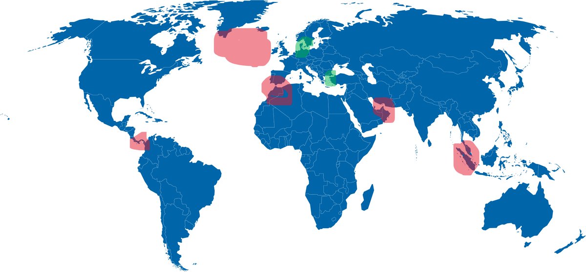 LarryWild2028's tweet photo. Here is a visual of the chokepoint stranglehold Trump has put Chy-na in. Red "ours," green is "NATO'S." Notice. Only "ours and NATO's." Nobody else. https://t.co/D5Mr8ovJjn