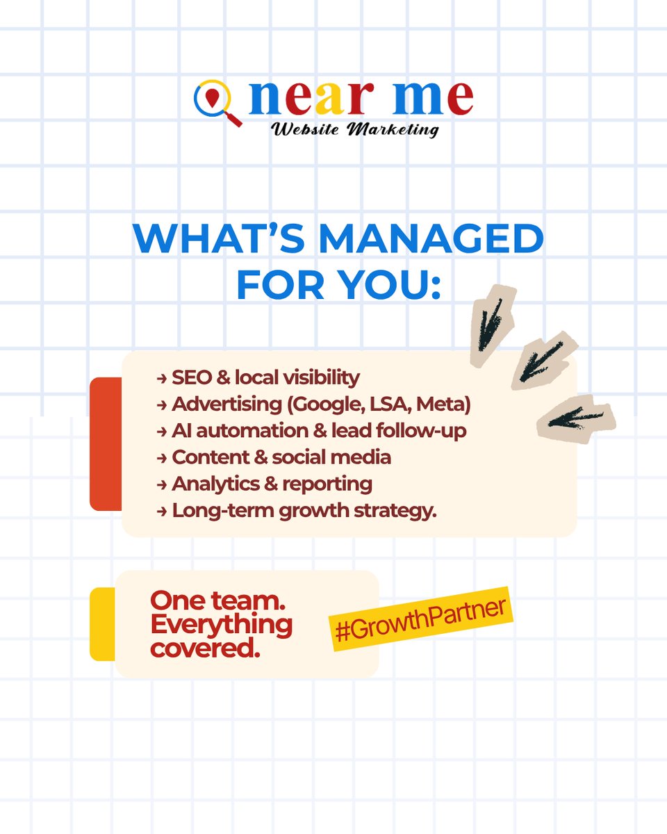 NearMe77095's tweet photo. What if you had a full marketing department, without hiring one? 

💡SEO, ads, automation, social, strategy, all under one roof.

Find more info here: https://t.co/OEwNpU4H61 👊

#NearMeMarketing #GrowthPartner #HomeServiceMarketing #DigitalMarketing #LocalSEO https://t.co/ZTUr6X3FON