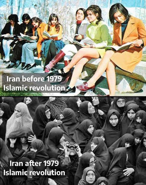 _c005's tweet photo. @GlobeEyeNews If religious laws and dress requirements can be imposed in countries governed by the islamic regime then those defending that principle shouldn't object or use the race card when secular countries draw their own boundaries....

Sidenote : Iran before and after the islamic regime. https://t.co/6nHXAHdADL
