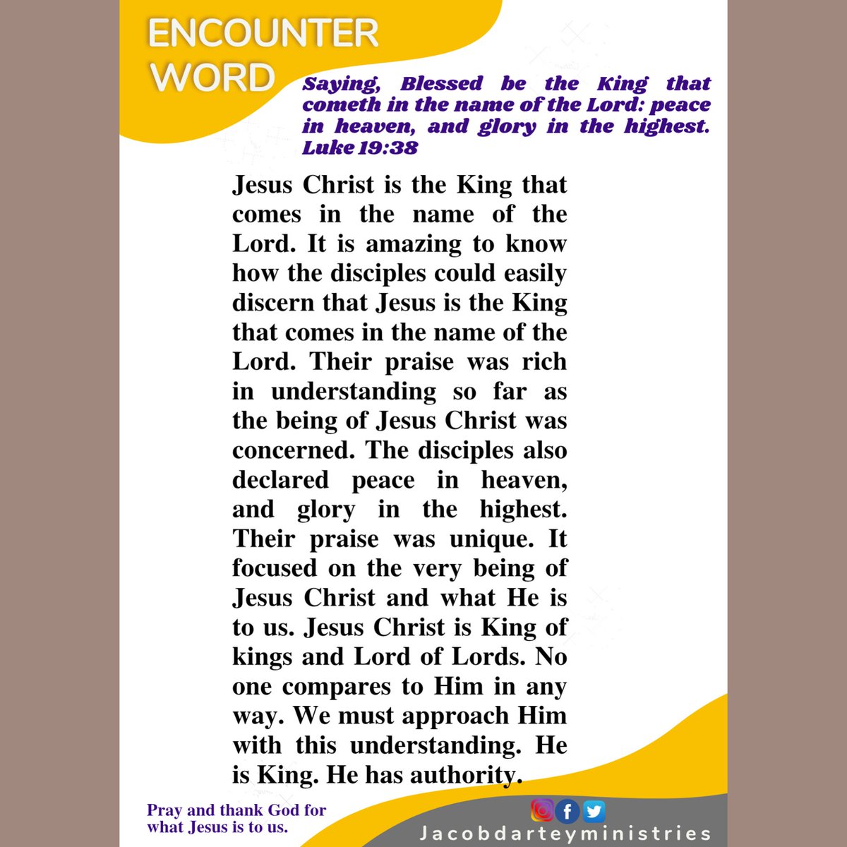 Jacob_dartey's tweet photo. Jesus is the King that comes in the name of the Lord. Amen. https://t.co/xbZD1by5YV