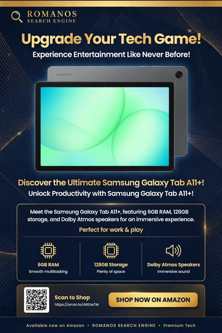 RomanosNiche's tweet photo. Meet the Samsung Galaxy Tab A11+, featuring 6GB RAM, 128GB storage, and Dolby Atmos speakers for an immersive experience. Perfect for work & play!
https://t.co/2dbAG23xna
#SamsungTablet #GalaxyTabA11 #TechGadgets #ad #TabletLife https://t.co/ElQBnS7kpl
