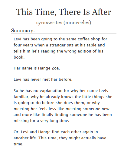 levihanwriter's tweet photo. #levihan This Time, There Is After •  1/1

She had always been beautiful in her androgyny, the sensuality and rugged features in specific parts of her body turning her into some mythological divine being who lured her prey into the depths of a dark cave.

https://t.co/98lDjoXJ8i https://t.co/6aqHhOeYYU