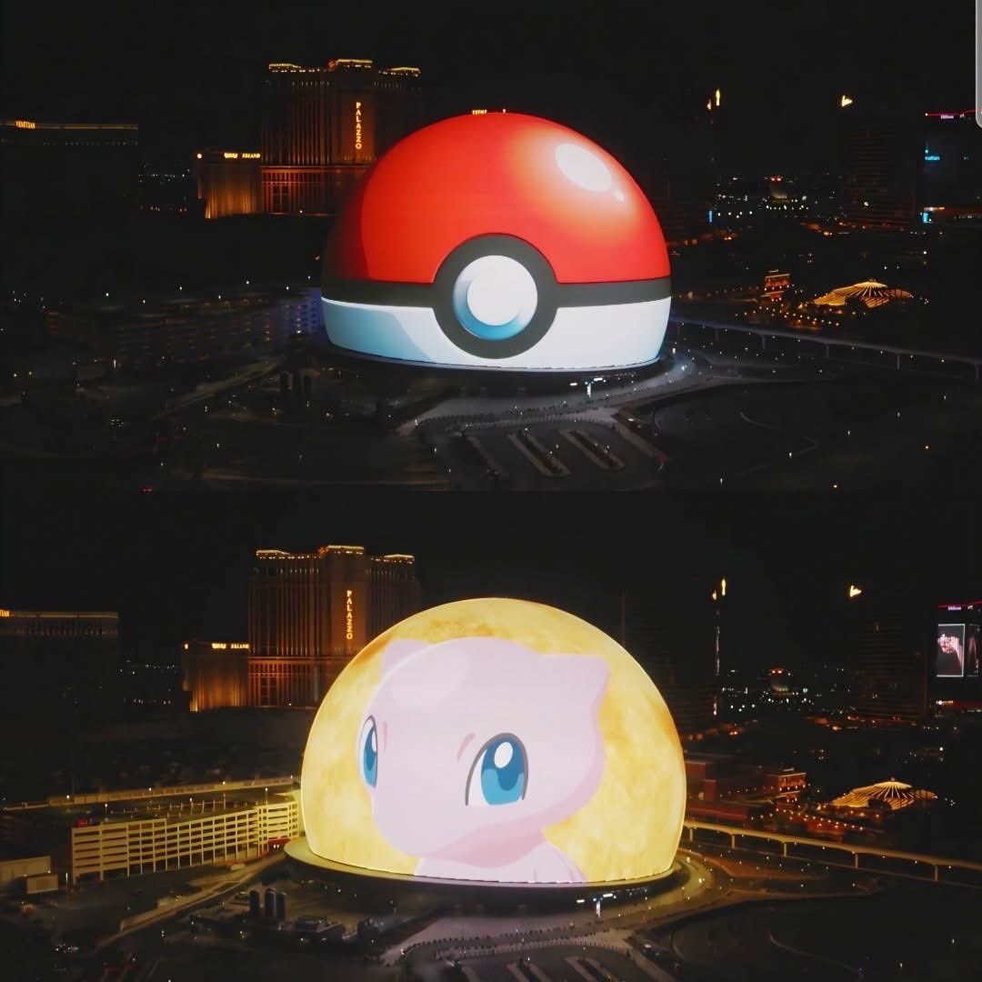 FerPokeCity's tweet photo. 😱 La esfera de las vegas se transformó en una Pokebola 😍 esto con motivo del 30 aniversario de Pokémon 🎉 https://t.co/rNH43I9AGL