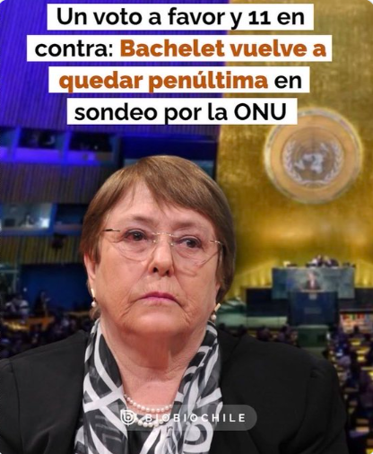 Iherreraa's tweet photo. Boric fue quién inscribió la candidatura de Bachelet a la ONU, y el resultado ya todos lo sabemos.  Boric se cagó a Isabel Allende y ahora a Bachelet, pero los zurdos culpan a Kast. https://t.co/jVYUCU7KQu