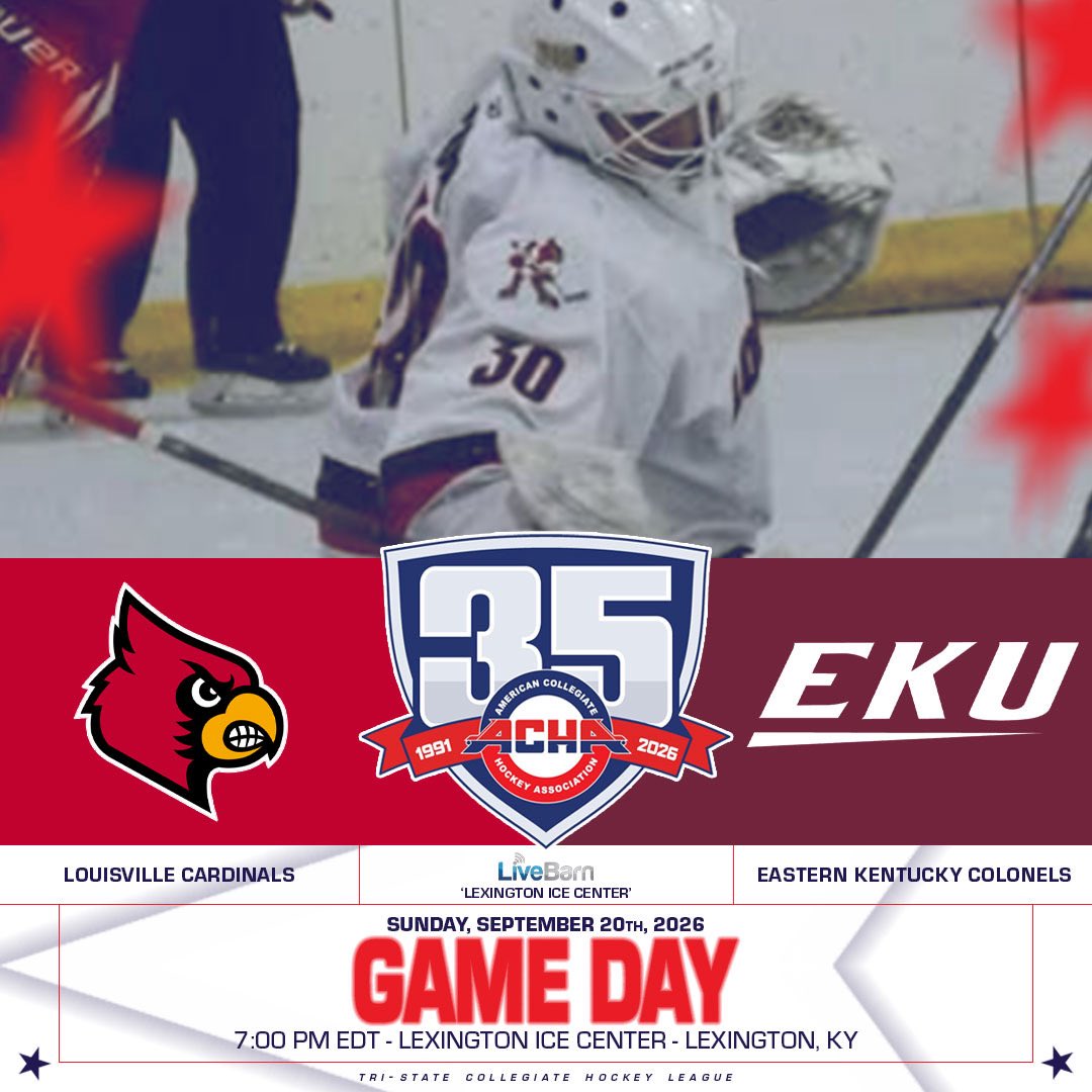 TSCHockeyLeague's tweet photo. ππππππ π
πππππ π
Louisville caps off the weekend with a Sunday night matchup against the Colonels!
#TheT | #TSCHL | #ACHA https://t.co/Q8hA9sAnfQ