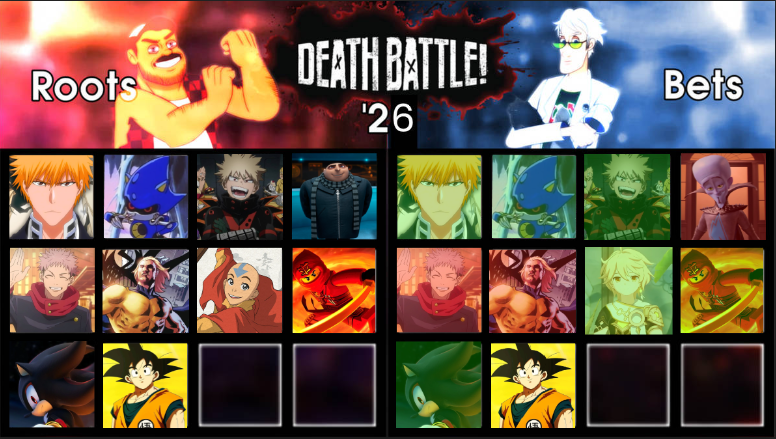 CloverGaming83's tweet photo. ok ik im late to this but I made a #DEATHBATTLE bets and roots, I did this honest to who I thought was going to win before the death battles! https://t.co/7t5ldlszth