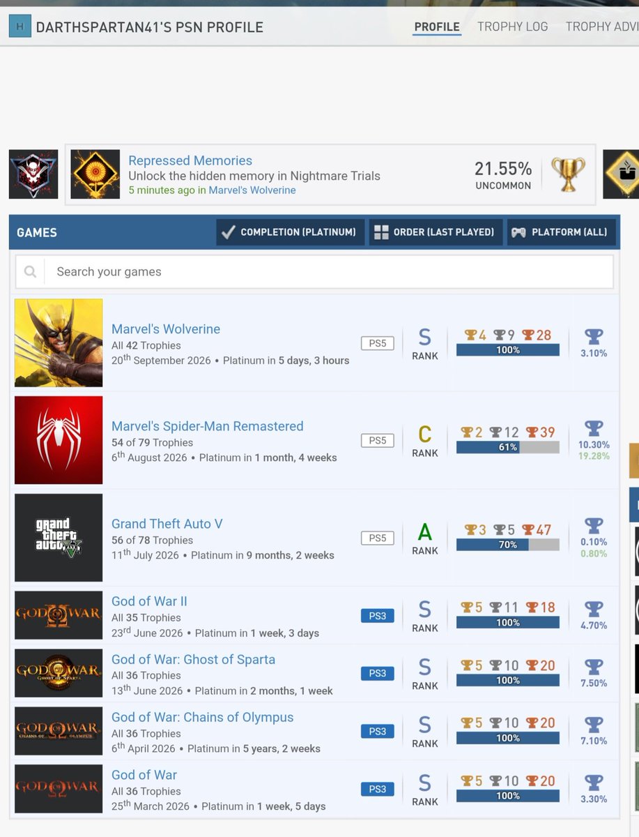 DarthSpartan41's tweet photo. @Guttersnipe140 Same, I just gotta do the god challenges in 3 on ps3, then imma do it again on the ps4 version https://t.co/41aOXDCMpz