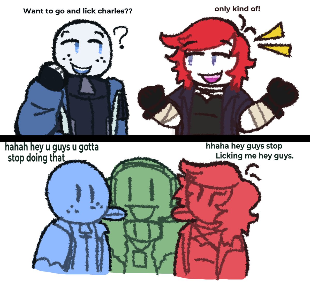 ShJellyf's tweet photo. dude I swear people used to draw their ship as this meme💔💔
#Thsc #Thehenrystickmincollection https://t.co/kt3I2NaJJA