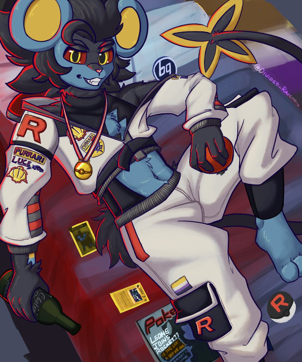 Divided_Raccoon's tweet photo. A victory celebration doesn't have to end outside the racing track, right? :3c  

(Reposted as I forgot some patterning ;-;)

#luxray #Pokemonart #pokemon #furryart https://t.co/wXYGfdlZtS