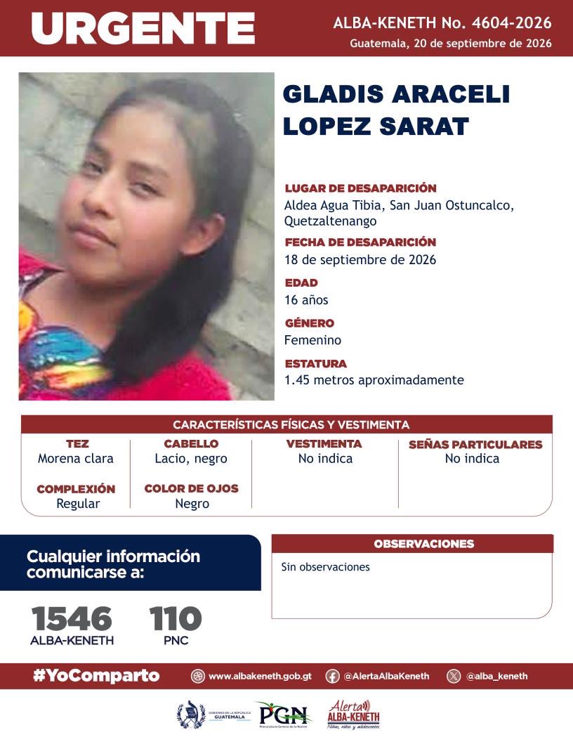 SCSPGT's tweet photo. ¡Ayúdanos a encontrar a adolescentes desaparecidas en Guatemala! 🚨

Si tienes alguna información, comunícate al 1546 y 110. ☎️ https://t.co/xflKj4laK3