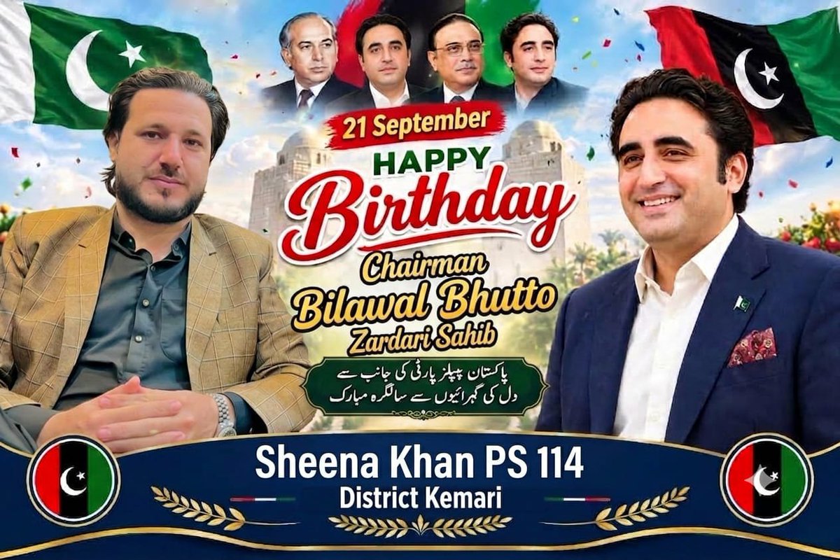 SheenaShereen's tweet photo. Warmest birthday wishes to Chairmen Bilawal Bhutto Zardari sb! 🎉

May your journey ahead be filled with wisdom, courage, success, and countless blessings. May Allah always guide and protect you. A very happy and blessed birthday! 🌹#HBDBilawalBhuttoZardari @Pyo_Keamari https://t.co/CwVRP8ZJr8