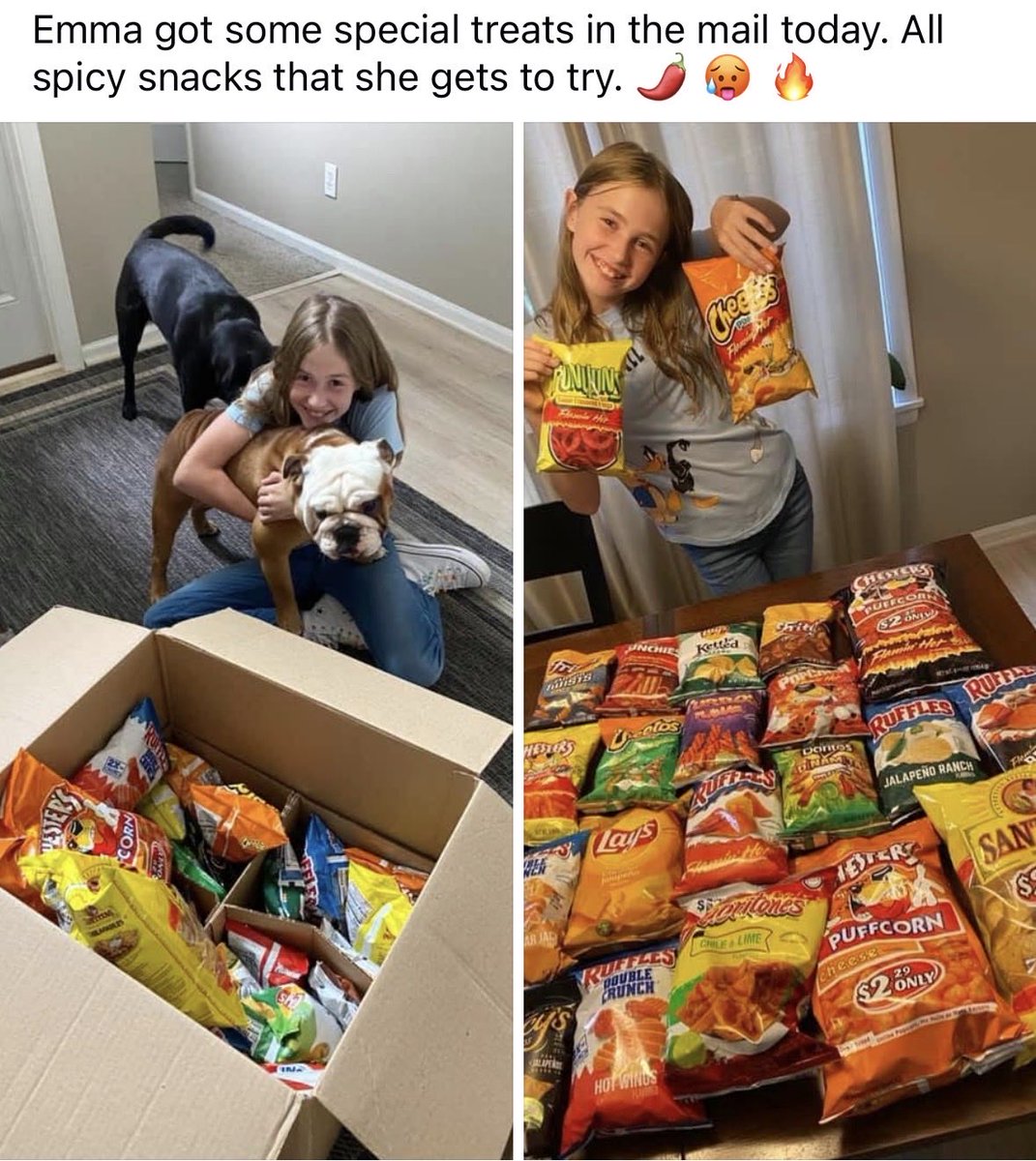 JennaStellaRuby's tweet photo. Five year ago today Andy sent my youngest some spicy Faturday snacks. He is missed. https://t.co/Q9Fb2hTM2F