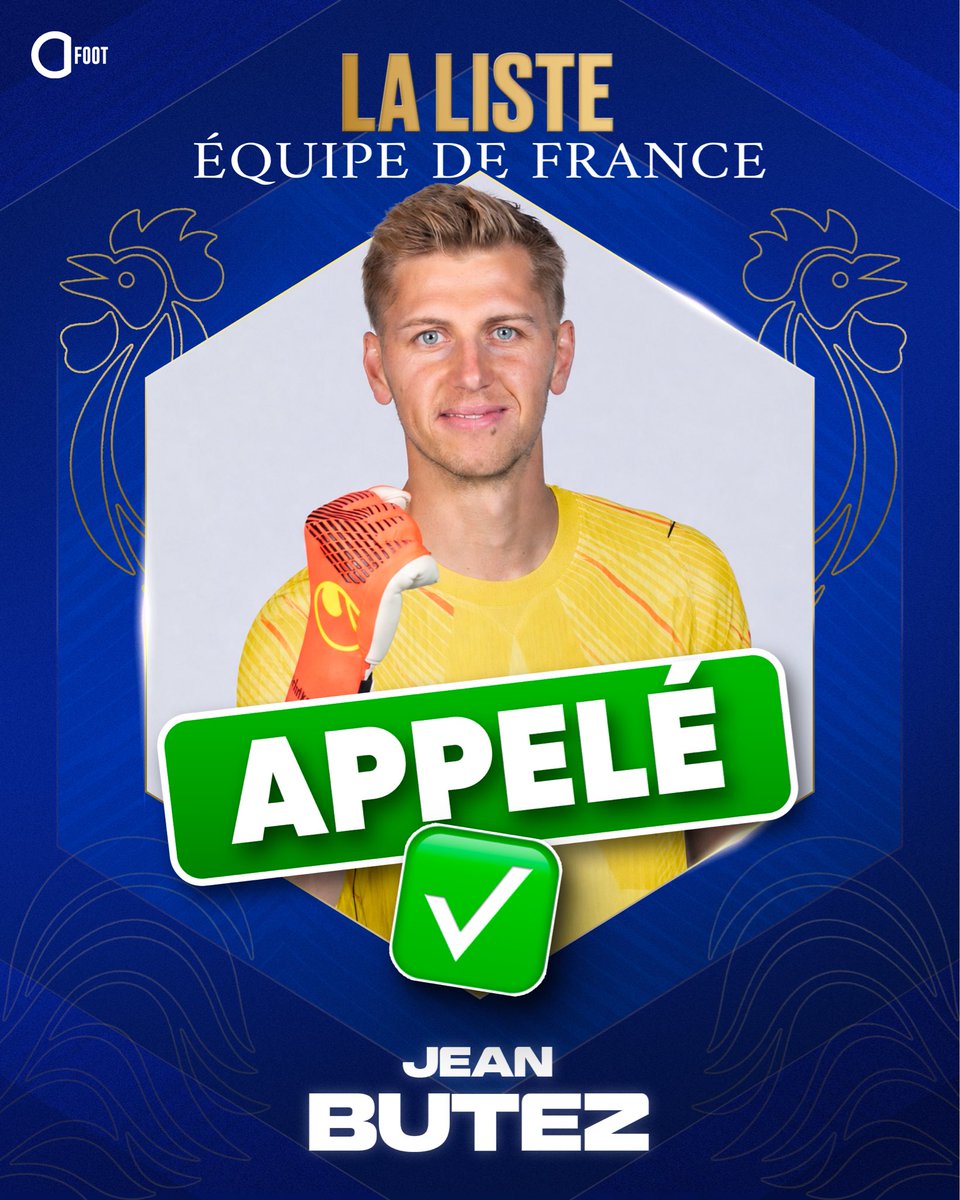 ActuFoot_'s tweet photo. 🚨🚨 OFFICIEL ! JEAN BUTEZ EST SÉLECTIONNÉ POUR LA PREMIÈRE FOIS EN ÉQUIPE DE FRANCE 🇫🇷 À 31 ANS PAR ZINÉDINE ZIDANE !!!! ✅🧤

IL REMPLACE ROBIN RISSER BLESSÉ !!!!

Son parcours est vraiment ATYPIQUE 👇
▫️ Il n’a jamais su s’imposer pendant 13 ans à Lille (0 match) et PART EN BELGIQUE 🇧🇪 EN 22 ANS À MOUSCRON.

▫️ Il devient pendant 6 ans UNE RÉFÉRENCE EN JUPILER PRO LEAGUE à Mouscron puis surtout à Antwerp.

▫️ Il est le gardien numéro 1 de Côme depuis 2024. 💪

BRAVO 👏👏👏