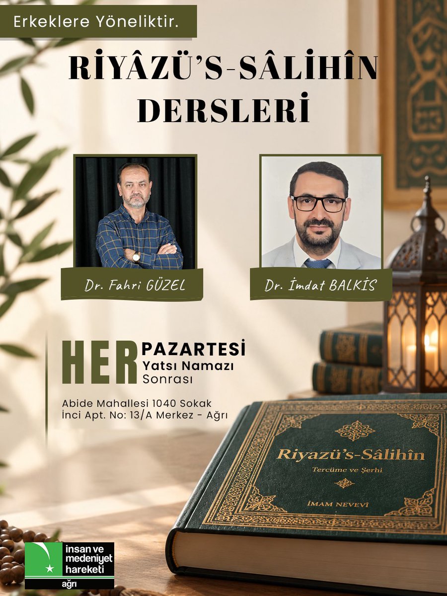 IMHAgri04's tweet photo. Bismillâhirrahmanirrahîm
📖 Riyâzü’s-Sâlihîn Dersleri

“Kim Allah yolunda ilim öğrenmek için bir yola girerse, Allah da ona cennete giden yolu kolaylaştırır.”

Hadis-i şeriflerin rehberliğinde imanımızı, ahlâkımızı ve hayatımızı güzelleştirmek için buluşuyoruz.
.
#imhağrı #ağrı https://t.co/kzRLWze6KV