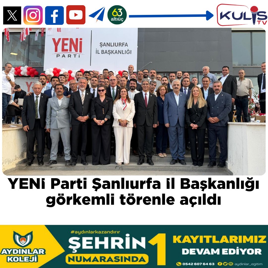 KulisTivi's tweet photo. YENİ Parti Şanlıurfa İl Başkanlığı görkemli törenle açıldı 

YENİ Parti Şanlıurfa İl Başkanlığı’nın yeni hizmet binası, düzenlenen törenle hizmete açıldı.

@MTanal 
@BozansurucuYeni 

https://t.co/buwCHrJebR https://t.co/bgYP43F7IY
