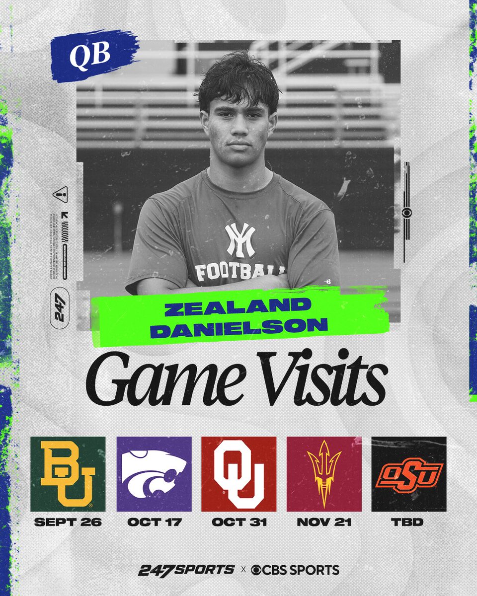 CKennedy247's tweet photo. NEW: Talented 2028 QB Zealand Danielson eyes several in-season visits, he tells @247Sports🏟️📍

A unique journey is leading to plenty of recruiting opportunity for the rising signal caller…

More📝🔗- https://t.co/ZDWl4ZD4ec https://t.co/TYrPznZBI9