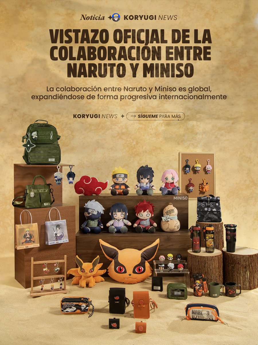 KoryugiTV's tweet photo. 🍥⚡NUEVA COLABORACIÓN DE NARUTO X MINISO

La colaboración será global, expandiéndose de forma progresiva internacionalmente. De momento se confirmó su llegada a España este 9 de octubre.

La imagen es referencial, pueden haber variaciones por región. https://t.co/cKO5pynmP0