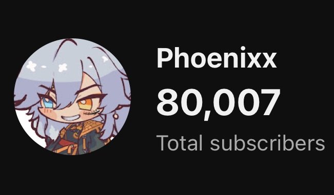 PhoenixxVT's tweet photo. we hit 80k on youtube :D

might be hard to hit that 100k goal by the end of the year but ill keep doing my best! https://t.co/dywEqSpaFB
