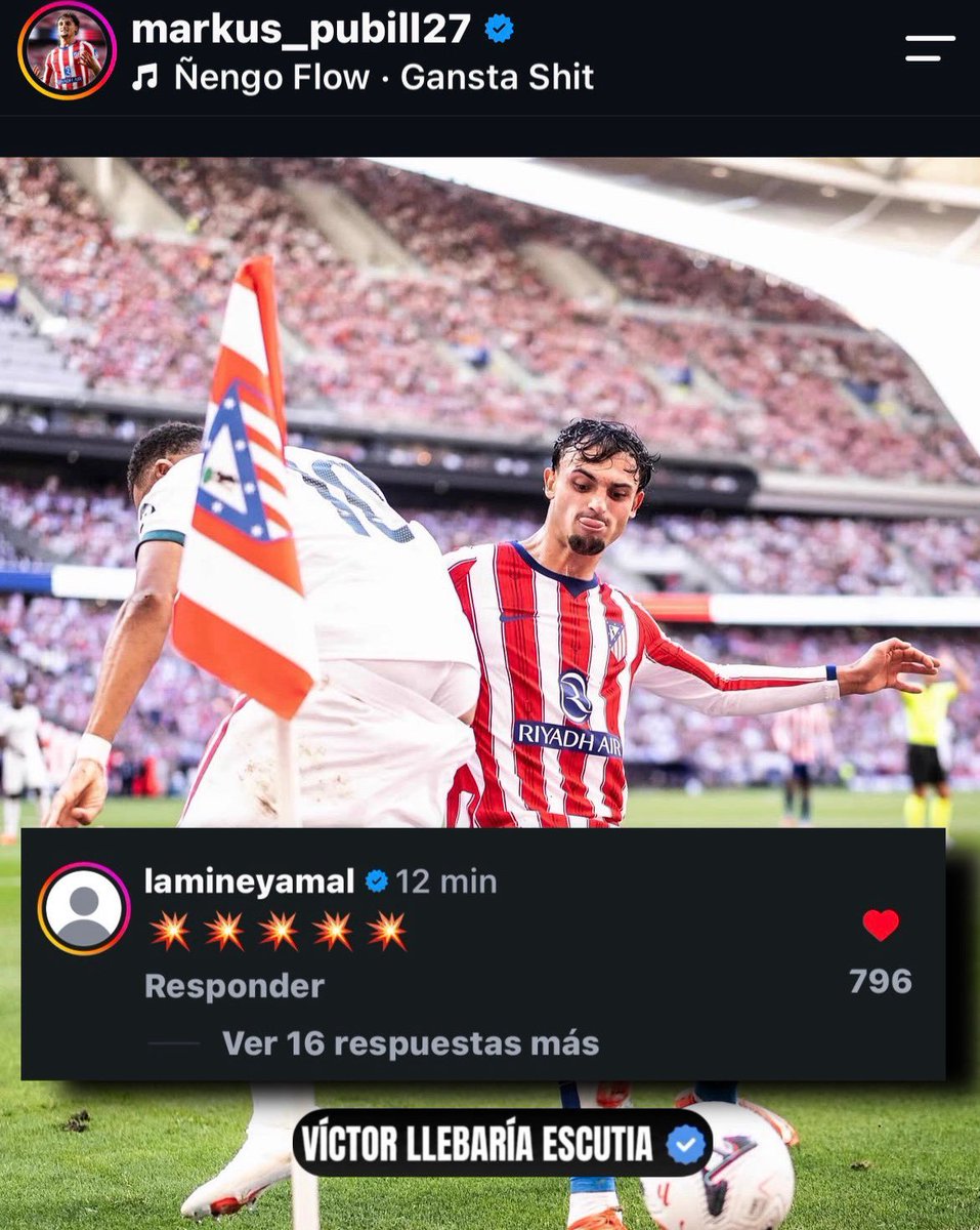 IvaanBlanco26's tweet photo. Lamine Yamal respondiendo a Pubill en la publicación que ha subido del derbi jajajajajaja. https://t.co/swOrI4f11f