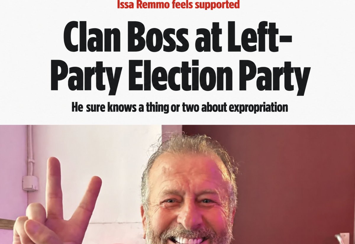 MartinSellner_'s tweet photo. Infamous clan leader and LEFT election party.
This is huge. Issa Remmo, the leader of one of the most notorious Arab crime families in Germany, joined the election party of the left.

The clan stole 113,8 Millionen worth of jewels in one of the biggest heists in german history.

Islamic gangs have a huge interest and likely also investment in the Islamo-Marxist victory.