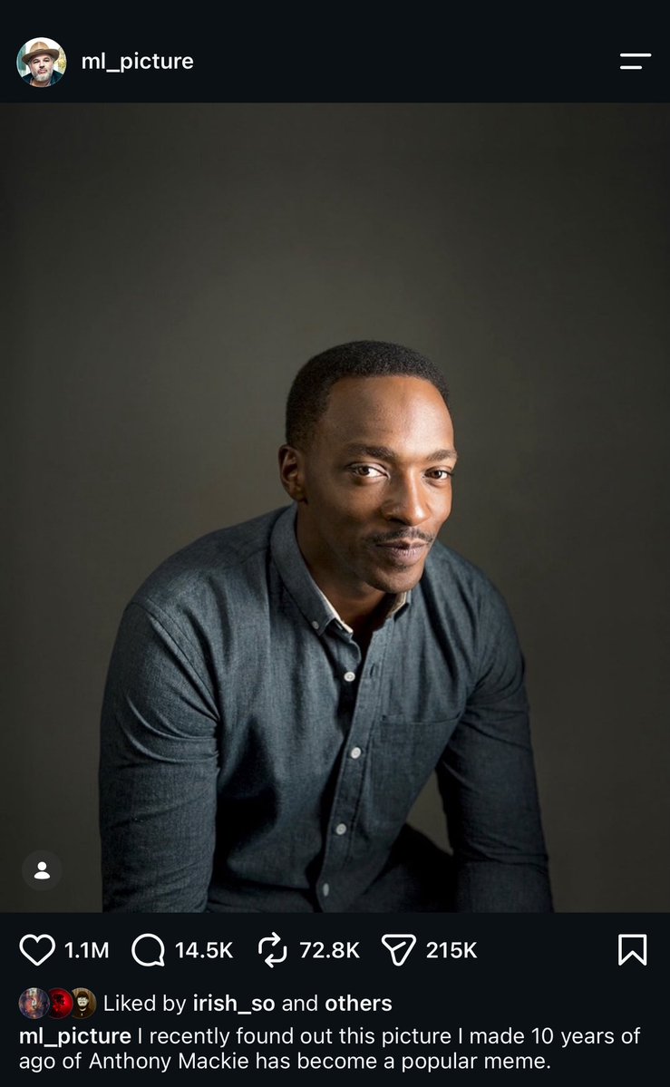 Merlysauce's tweet photo. My former professor/ the guy who took the Anthony Mackie “son” photo died and I am genuinely distraught https://t.co/Sd6kPsSWeC
