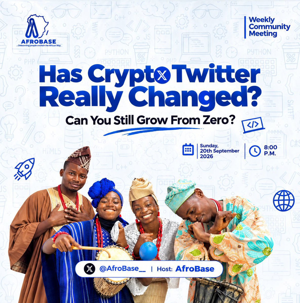 Web3Tems's tweet photo. We are BACK! BACK! BACK! 💪💪

Join us tonight 👇🏾 https://t.co/3sqdVuPkZJ