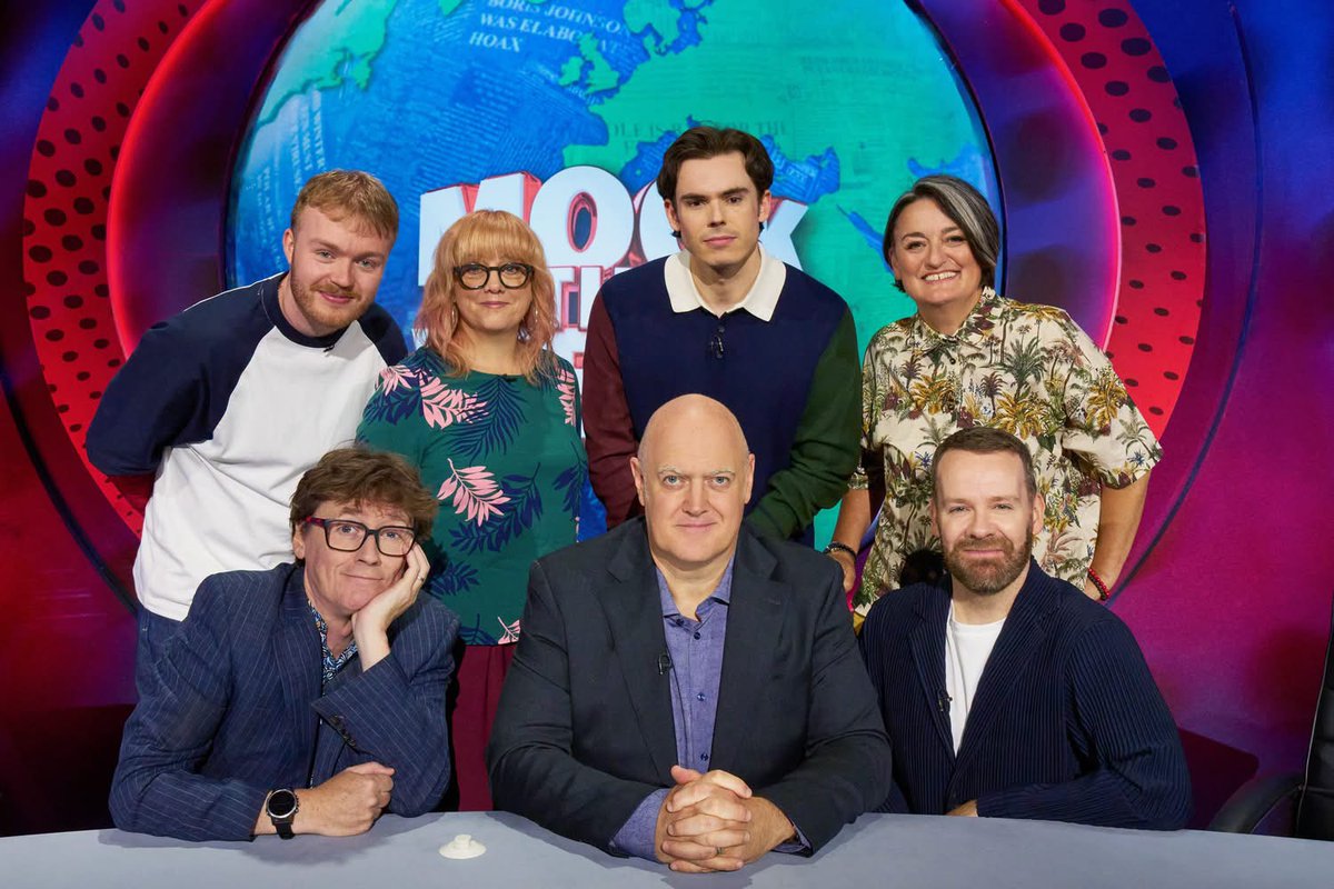 MockTheWeek's tweet photo. 23 minute warning: all new Mock the Week is on TLC at 9pm. Dara &amp; Rhys are joined by Finlay Christie, Ed Byrne, Angela Barnes, Zoe Lyons &amp; Neil Delamere. Don't miss it. https://t.co/ypQVkCzugZ
