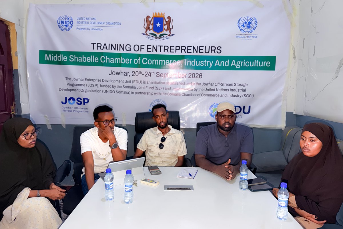 UNIDOSomalia's tweet photo. Supported by @UNIDO under #JOSP, the 2nd #ToE batch began today in #Jowhar, #Baidoa &amp; #Mogadishu, equipping local start-ups &amp; SMEs with practical entrepreneurship skills, business planning tools &amp; tailored counselling to help them grow &amp; contribute to🇸🇴’s economic transformation. https://t.co/EQ5FXwvz0e
