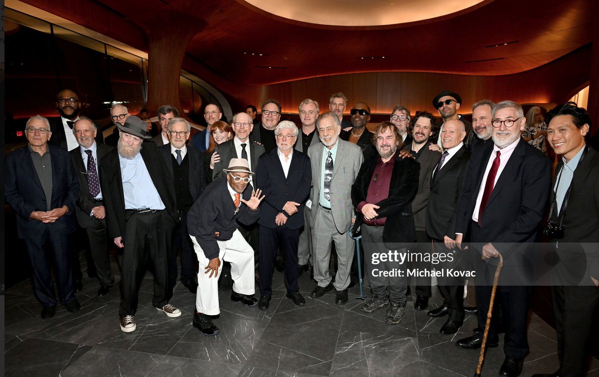 Todd_Spence's tweet photo. The director group photo from the grand opening of the Lucas Museum is incredible, but what I mainly find wild is I'm pretty sure this is the first time Steven Spielberg and John Landis have been in the same room together since Twilight Zone: The Movie https://t.co/irUINvemDp