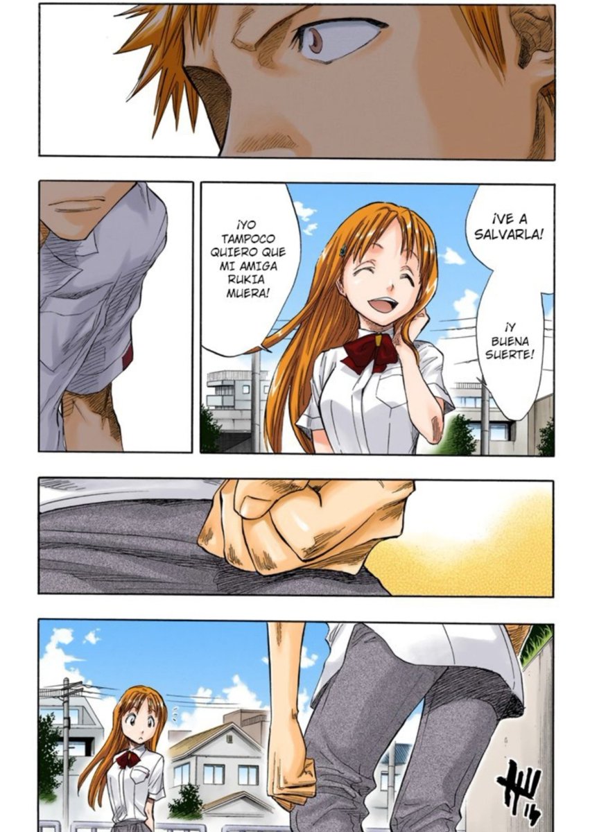 Alikita_world's tweet photo. Bueno, toda la escena del "apoyo" de Orihime a Ichigo en el anime es un huevo sin sal en comparación con el manga. Es increíble cómo el anime no captó nada del manga jajaja xd, incluso le cambió la personalidad a Ichigo y a Orihime en esta escena. https://t.co/zvufd7YQBl