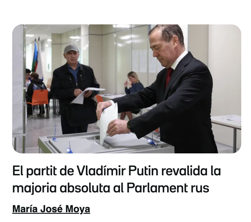 josea_ng's tweet photo. @elisadelanuez Hace un rato entre a una noticia de 3cat (sin relación con geopolítica) y tenían al pie "según los sondeos Putin revalidaría su mayoría absoluta", ahora, por la misma periodista firmante la captura que asocio. Supongo que hay que mantener esa quimera electoral por interés. https://t.co/c9CHGEIaw3
