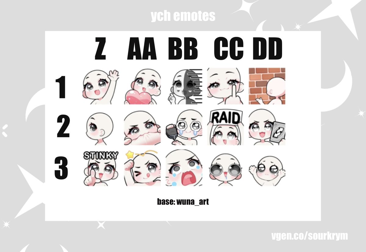 sourkrym's tweet photo. ✨YCH EMOTE RAFFLE✨

Hi! To celebrate the opening of my Vgen &amp; my birthday, I'm doing a raffle! 
ENDS SEPT 26TH!

TO ENTER — 3 winners, 1 emote each:
• like &amp; retweet 
• comment ref &amp; emote you want
• follow (optional :D) 

This is my first time so I'm nervous but excited! https://t.co/1TVQ0drNuK