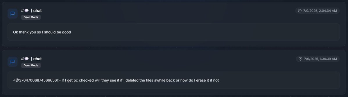 supsaves's tweet photo. He's on the list for being in SSZ./GG and Deer Mods as a Customer and has a message history of talking about cheating in Call of Duty. He also is seen questioning if he gets PC checked if they will see if he deleted any files. 

Pretty self explanatory in my opinion. https://t.co/t8AUunehu9