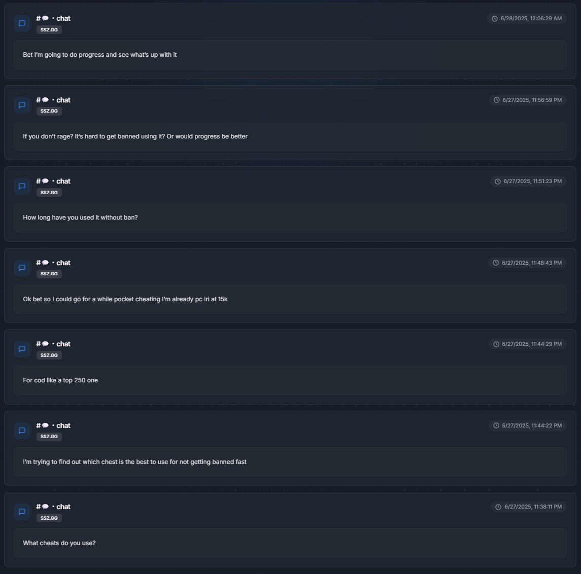 supsaves's tweet photo. He's on the list for being in SSZ./GG and Deer Mods as a Customer and has a message history of talking about cheating in Call of Duty. He also is seen questioning if he gets PC checked if they will see if he deleted any files. 

Pretty self explanatory in my opinion. https://t.co/t8AUunehu9