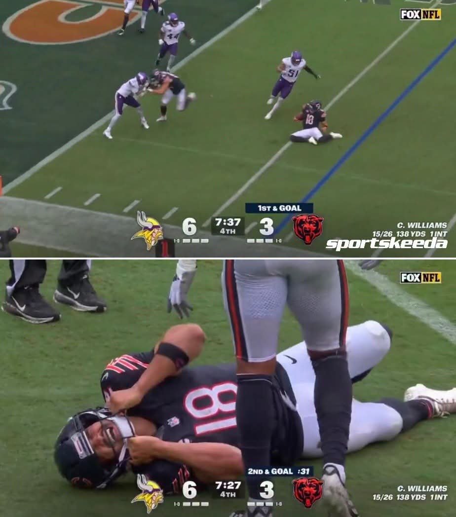 Thedarkomen22's tweet photo. Welp our season is done already 
Prayers up for our qb1 Caleb Williams 
😢 https://t.co/OW5omN8YeG