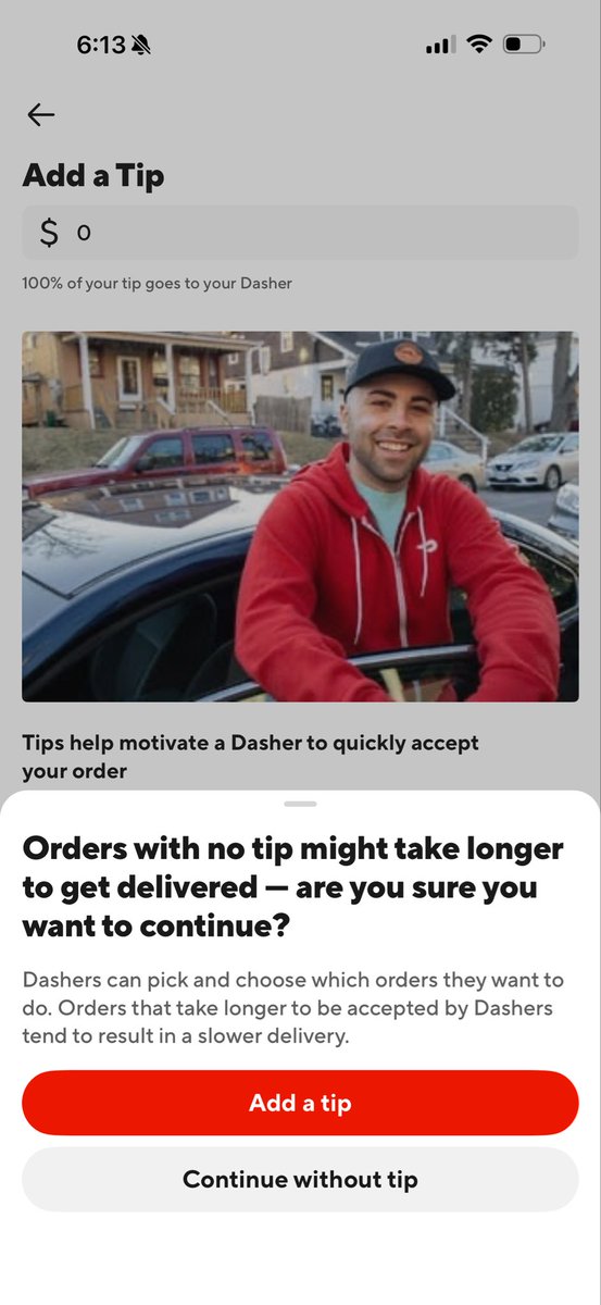 Connor72992126's tweet photo. @DoorDash why would this be? Maybe pay your drivers a living wage and don’t threaten your customer https://t.co/lXgyIlBRN4