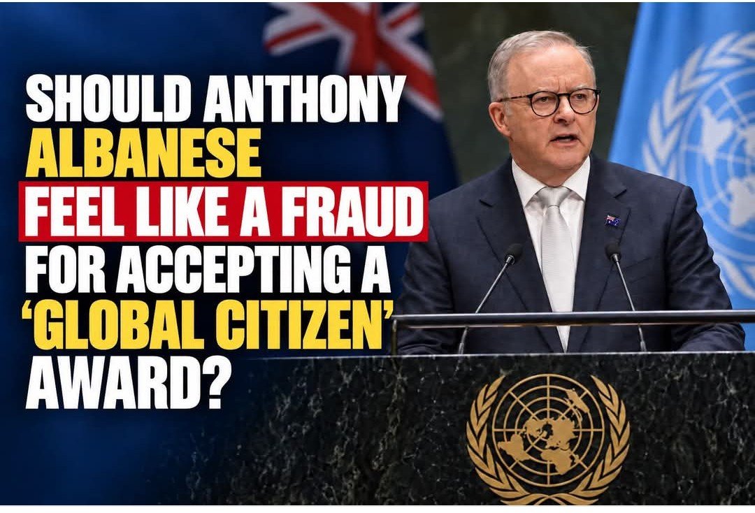 JimThom90458694's tweet photo. Labor has been asked if he feels like a fraud for accepting the global award.

Should Anthony Albanese feel like a fraud for accepting a “Global Citizen” award?

ALBANESE WAS ASKED: GIVEN YOUR POOR STANDING IN AUSTRALIA, DO YOU DESERVE THIS AWARD?

Fire the Lair.

Albanese has shown that he is not working for Australia 🇦🇺 and it people.