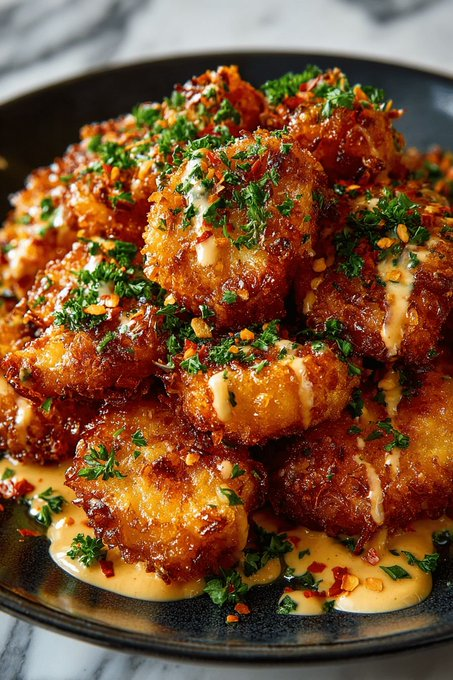 ann_ann886's tweet photo. Bang Bang Style Thai Chicken

Servings: 4
Prep Time: 15 minutes
Cook Time: 15 minutes
Total Time: 30 minutes

Ingredients
For the Chicken:
1.5 lbs (680g) boneless chicken thighs, cut into 1-inch chunks
1 cup buttermilk
1 cup all-purpose flour
½ cup cornstarch
1 tsp garlic powder
1 tsp smoked paprika
½ tsp salt
½ tsp black pepper
Vegetable oil, for frying
For the Bang Bang Sauce:
½ cup mayonnaise
¼ cup sweet chili sauce
2 tbsp Sriracha (adjust to taste)
1 tbsp honey
1 tsp rice vinegar
1 clove garlic, minced
For Garnish:
2 tbsp fresh parsley or cilantro, chopped
1 tbsp toasted sesame seeds
1 tsp red pepper flakes

Instructions
Marinate the chicken. Toss chicken chunks in buttermilk and let sit at least 15 minutes while you prep everything else.
Make the coating. Whisk flour, cornstarch, garlic powder, paprika, salt, and pepper together in a shallow dish.
Make the sauce. Stir mayonnaise, sweet chili sauce, Sriracha, honey, rice vinegar, and garlic together until smooth. Set aside.
Dredge. Remove chicken from buttermilk, letting excess drip off. Dredge each piece in the flour mixture, pressing to coat. Shake off excess.
Fry. Heat 2–3 inches of oil in a heavy pot to 350°F (175°C). Fry chicken in batches 4–5 minutes until deep golden and cooked through (internal temp 165°F / 74°C). Drain on a wire rack.
Toss. Transfer crispy chicken to a bowl. Add about half the bang bang sauce and toss until evenly coated.
Plate. Spread extra sauce on a serving plate, pile the chicken on top. Drizzle with more sauce, then finish with fresh herbs, sesame seeds, and red pepper flakes.

Tips
Double-dredge for maximum crunch: buttermilk → flour → buttermilk → flour before frying.
Keep the oil at 350°F — too low and the chicken soaks up oil; too high and it burns before cooking through.
Sauce at the end — tossing too early softens the crust, so coat right before serving.

Variations
Bake instead: spray coated chicken with oil, bake at 425°F (220°C) for 20–22 minutes, then toss in sauce.
Swap chicken for shrimp or cauliflower florets.
Add a squeeze of lime over the top before serving.